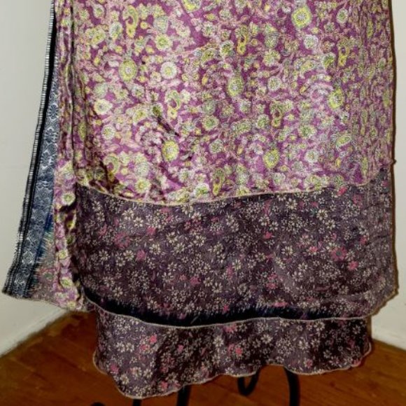 100% Silk Floral Boho Wrap-around Skirt Dress Versatile!  Floral Earthy One Size - Picture 5 of 9